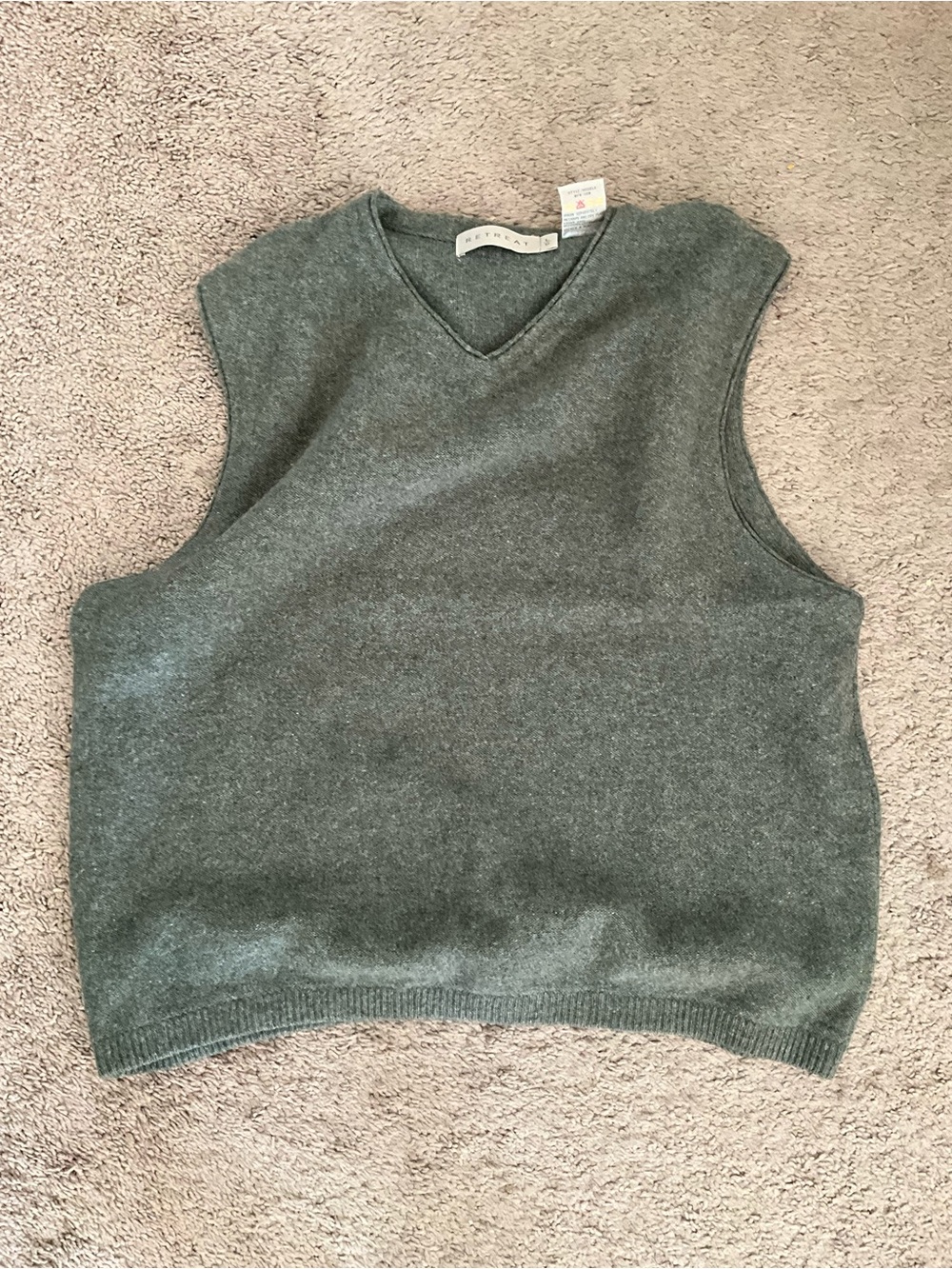 Retreat 100% Pure New Lambswool Sweater Vest L Olive Green Heritage Preppy